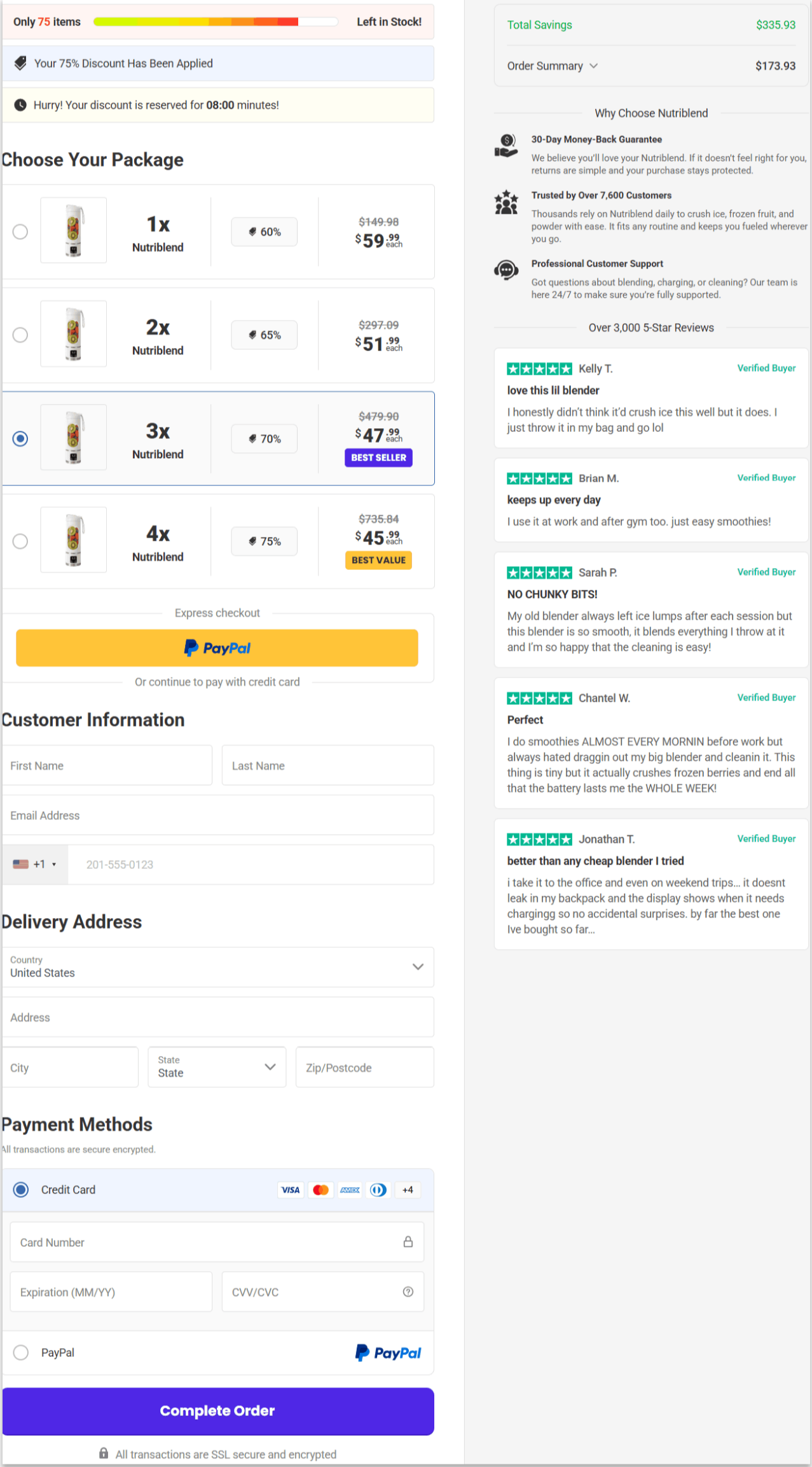 NutriBullet Secure Checkout Page